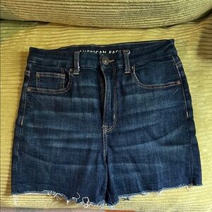 American Eagle Dark Blue Denim Shorts High waisted Stretch